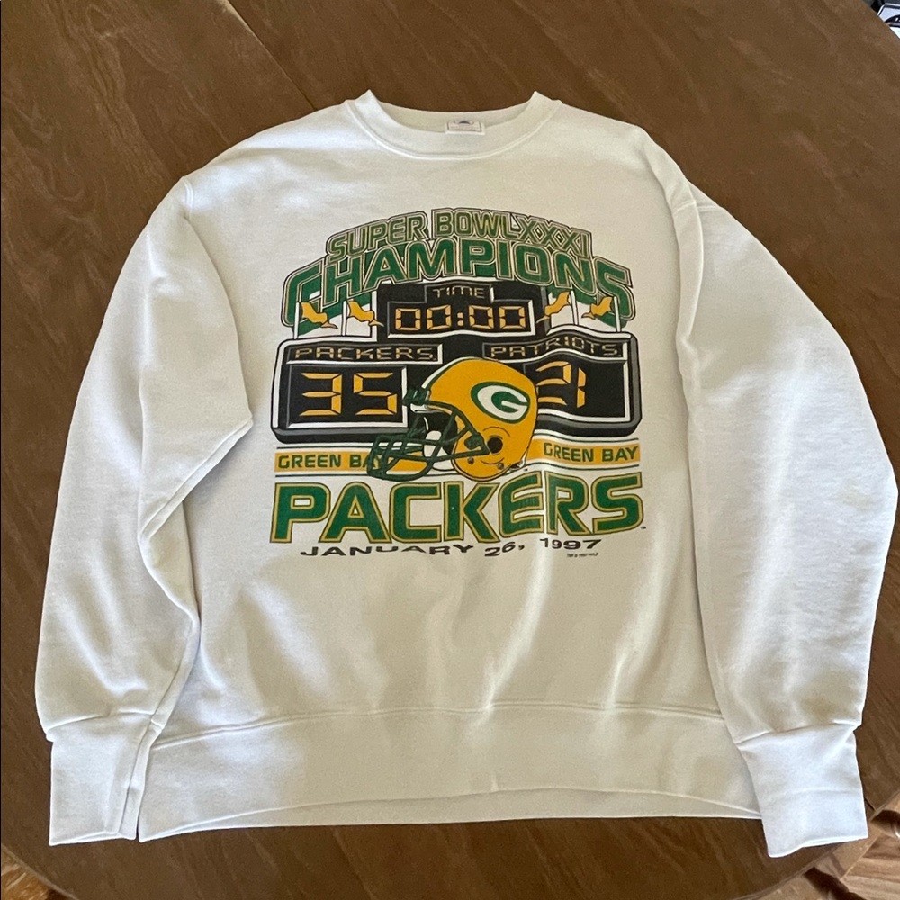 Large Vintage Men’s Green Bay Packer 1997 Superbowl Champions Crewneck